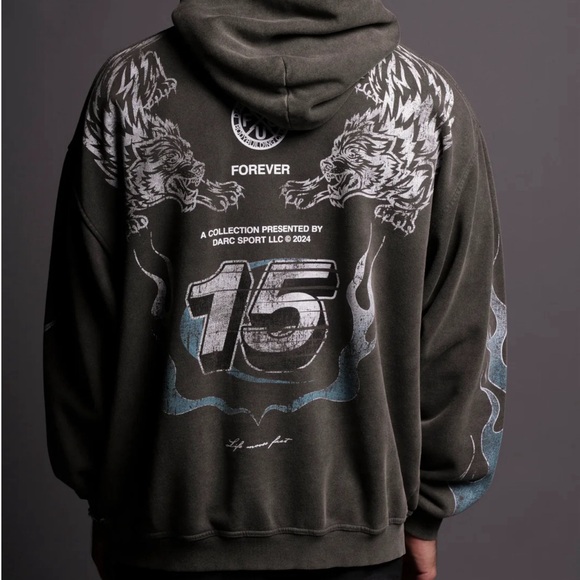 DARC SPORTS FULL THROTTLE "VINTAGE RIVET BISHOP" HOODIE IN WOLF GRAY - Picture 4 of 11